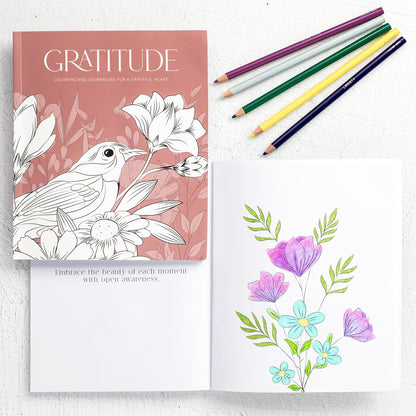 Beautiful Adult Coloring Book Set of 2 for Women - Gratitude and Mindfulness Books